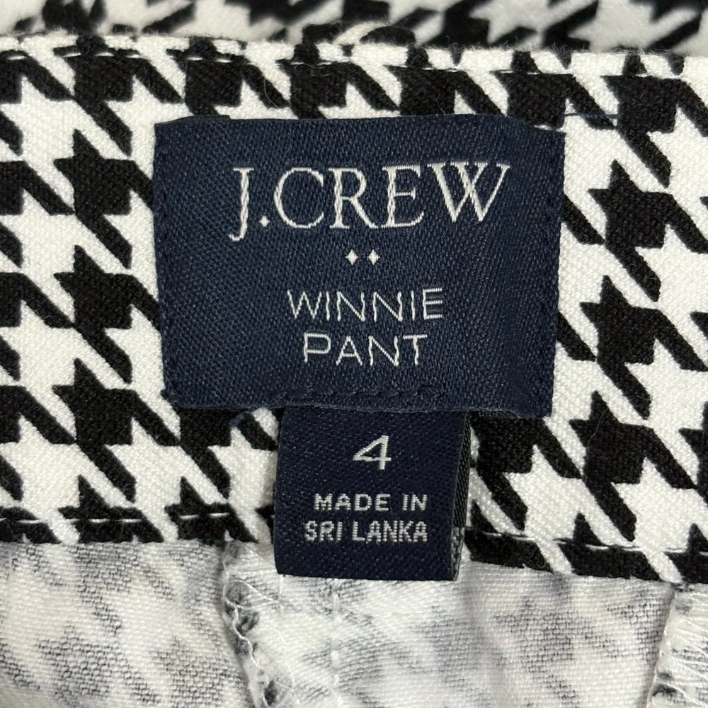 J.Crew Black White Houndstooth Flat cotton Front Skinny Winnie trousers Pants 4